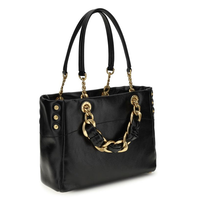 Sac à main cabas Bos Taurus en cuir de veau noir Balmain