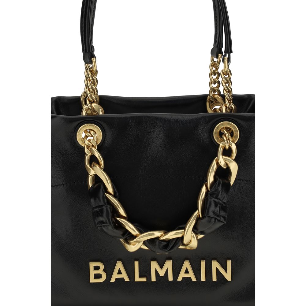 Sac à main cabas Bos Taurus en cuir de veau noir Balmain