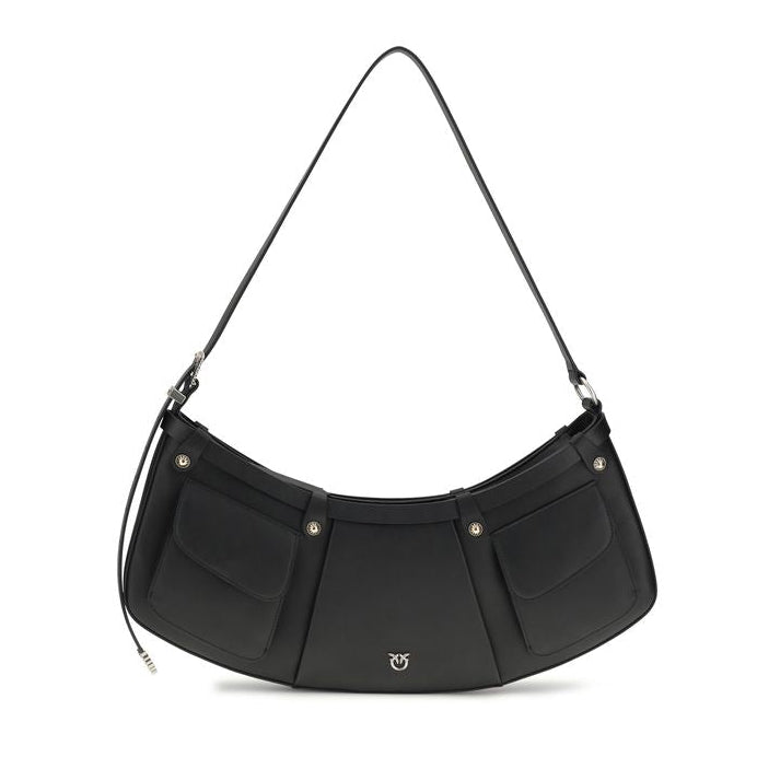 Sac bandoulière Bos Taurus en cuir de veau noir Pinko