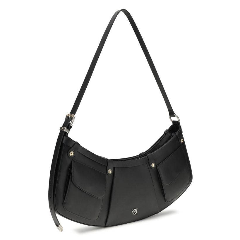 Sac bandoulière Bos Taurus en cuir de veau noir Pinko