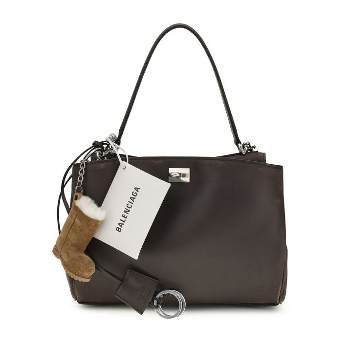 Sac bandoulière Bos Taurus en cuir de veau marron Balenciaga