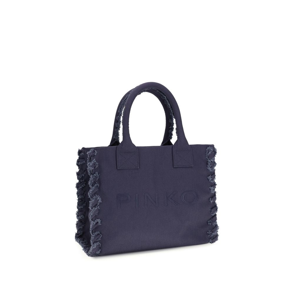 Sac à main cabas en coton bleu Pinko