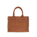 Sac à main cabas en coton marron Pinko