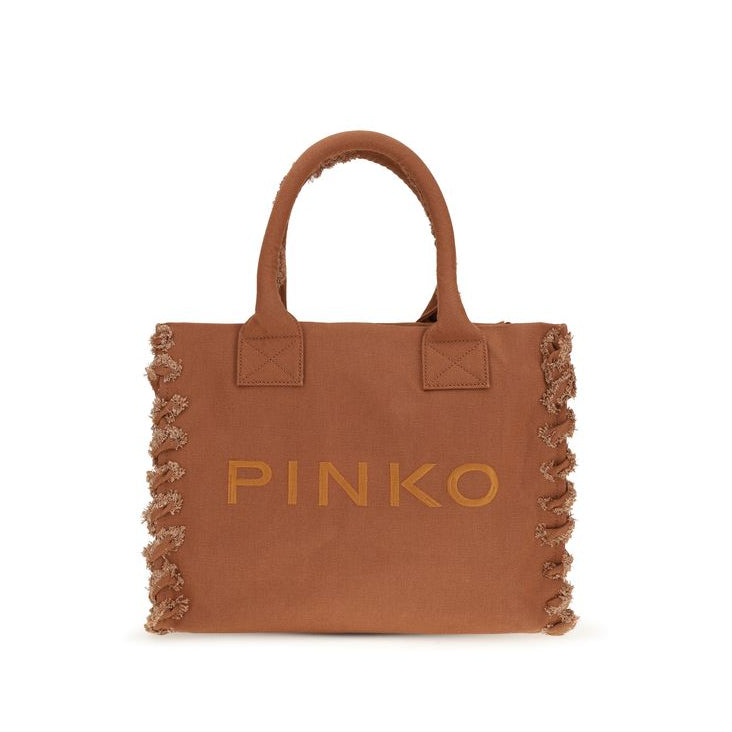 Sac à main cabas en coton marron Pinko