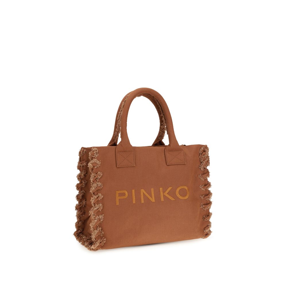 Sac à main cabas en coton marron Pinko