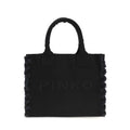 Bolso tote de algodón negro Pinko