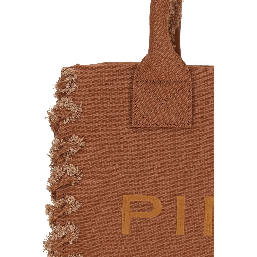 Sac à main cabas en coton marron Pinko