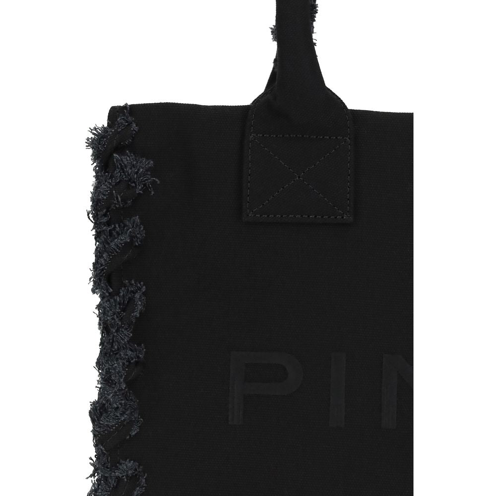 Bolso tote de algodón negro Pinko