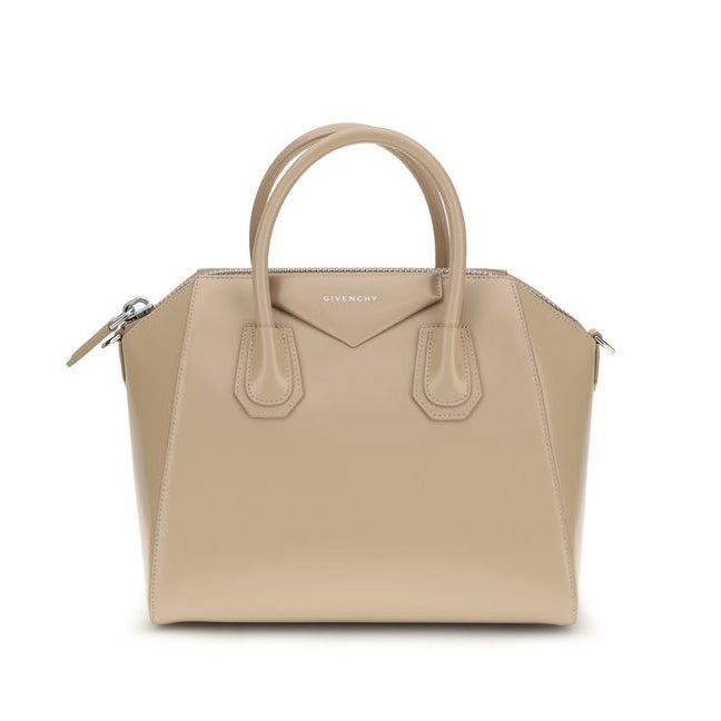 Sac à main Bos Taurus en cuir de veau beige Givenchy