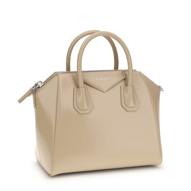 Sac à main Bos Taurus en cuir de veau beige Givenchy