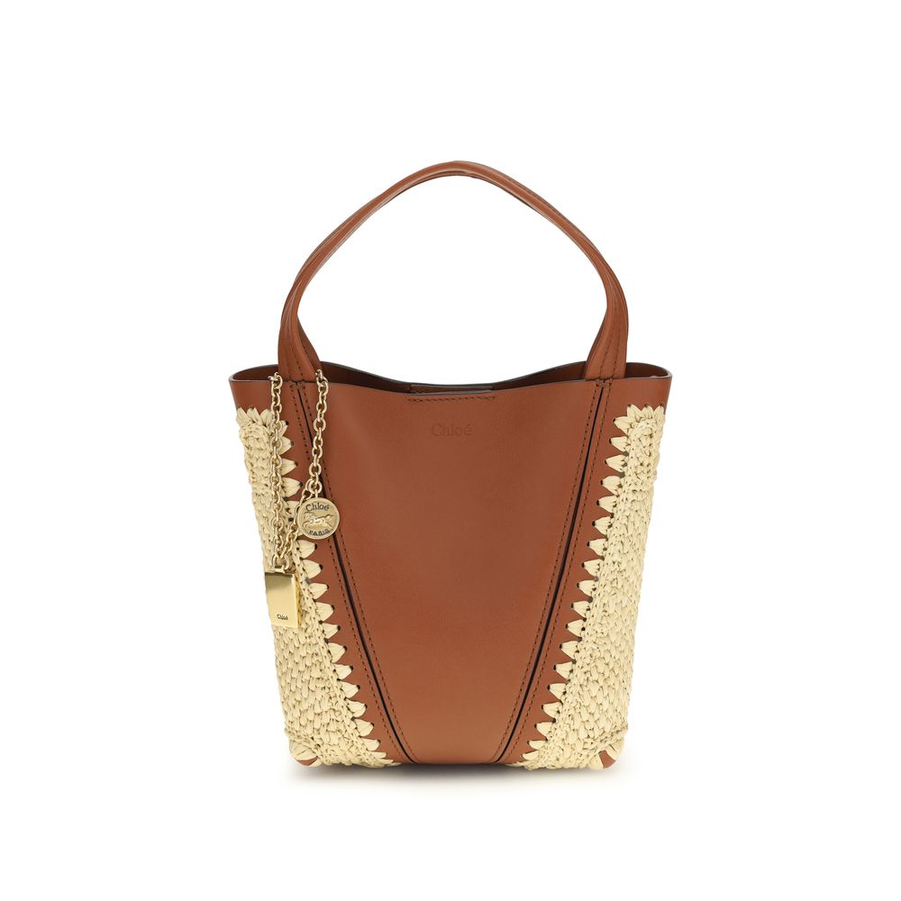 Sac seau en raphia beige Chloé