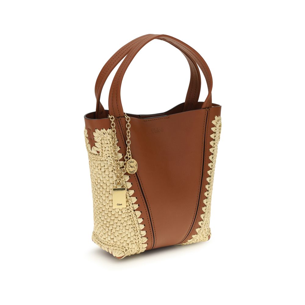 Sac seau en raphia beige Chloé