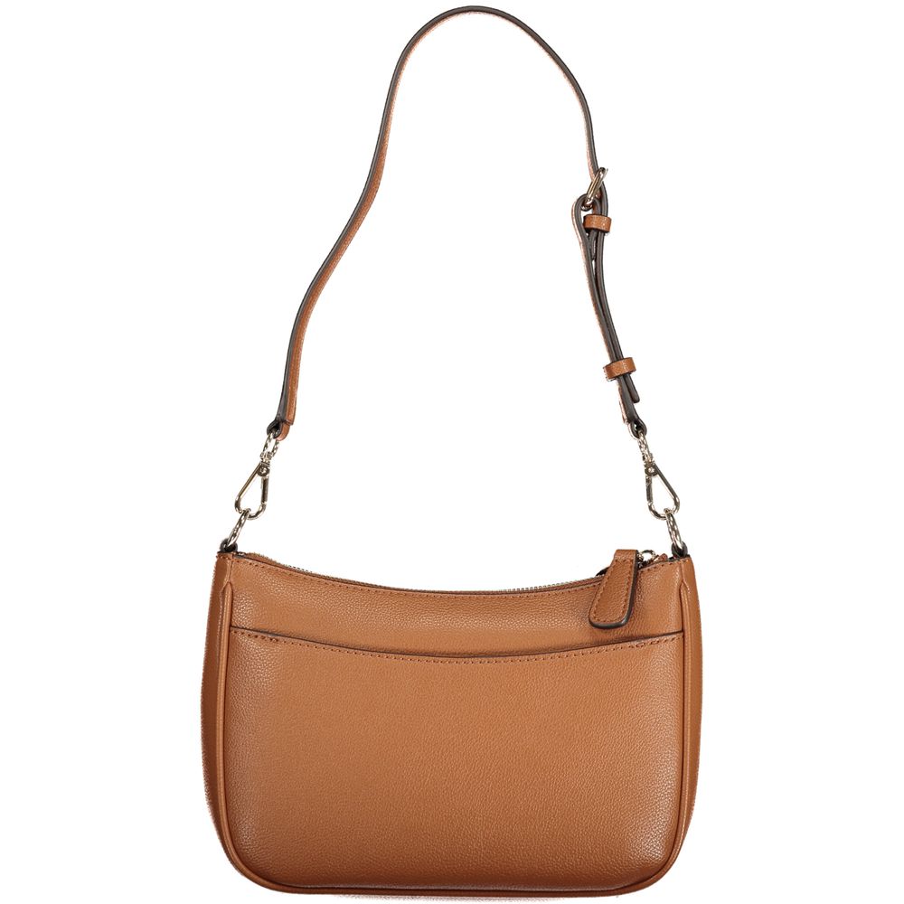 Bolso de mano de poliuretano marrón Guess
