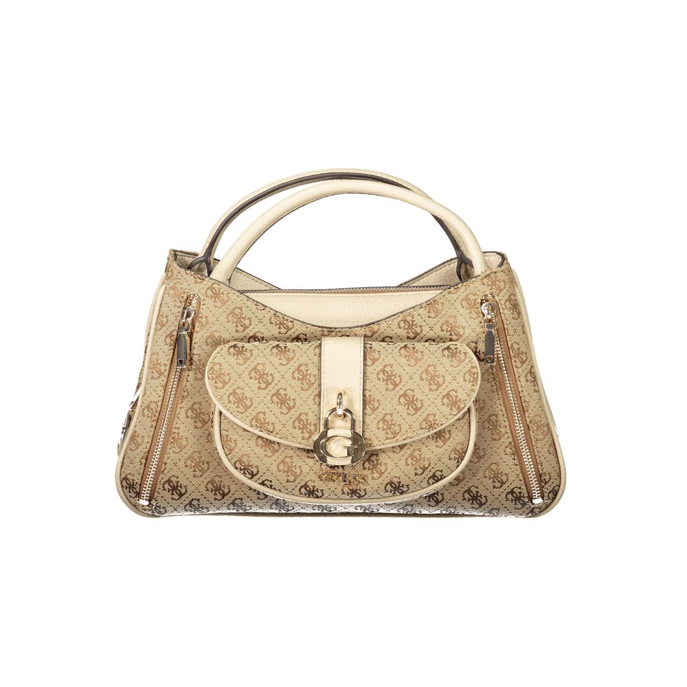 Sac à main en polyuréthane beige Guess