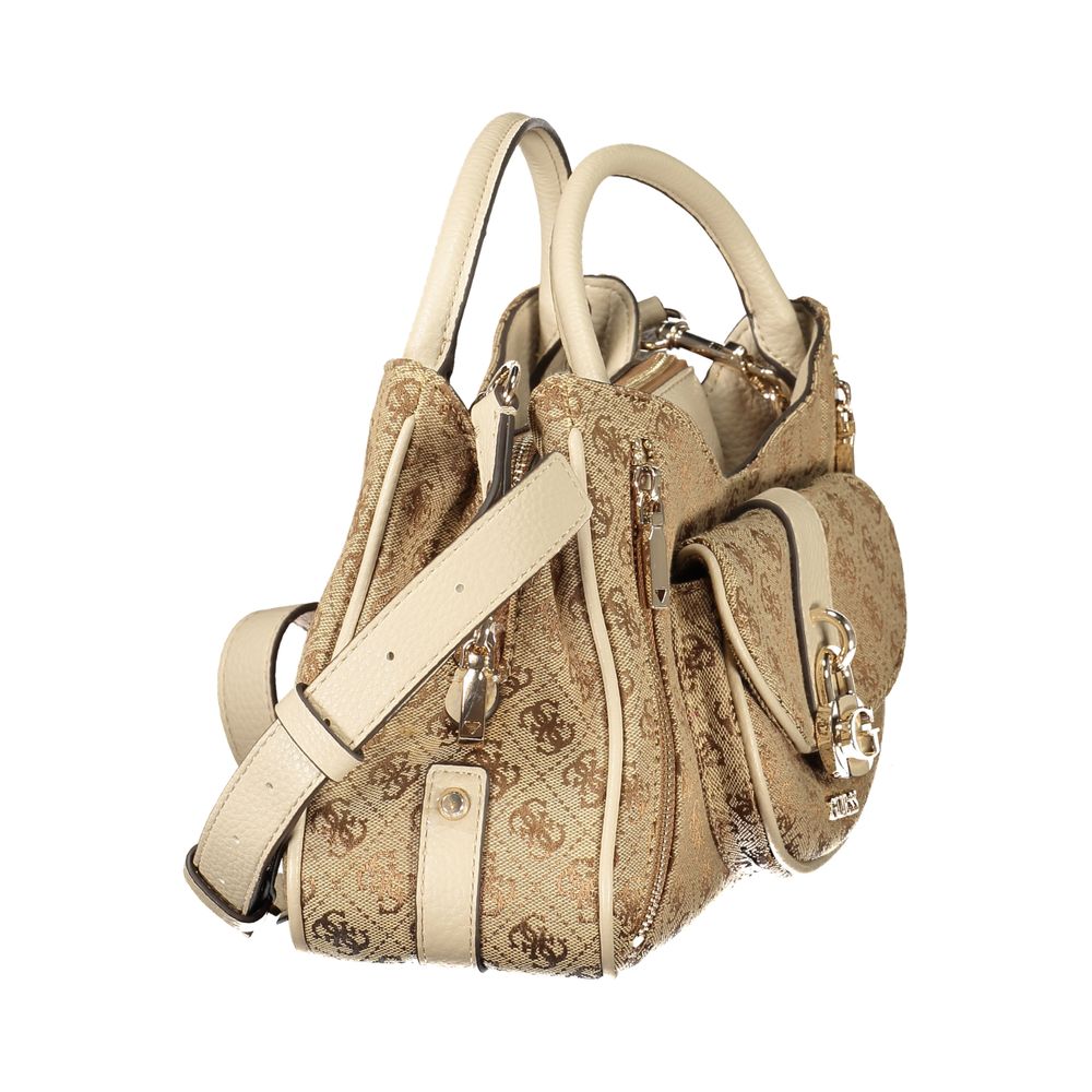 Sac à main en polyuréthane beige Guess