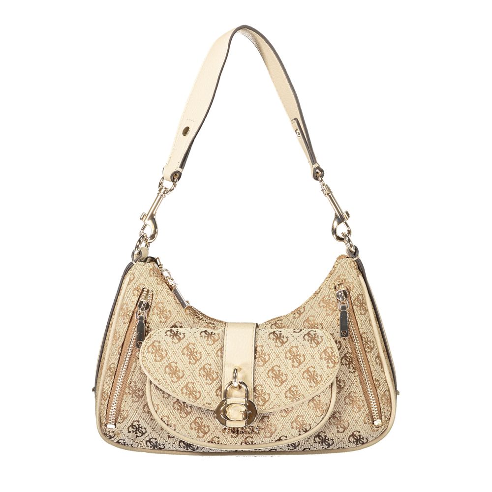 Sac bandoulière en polyuréthane beige Guess