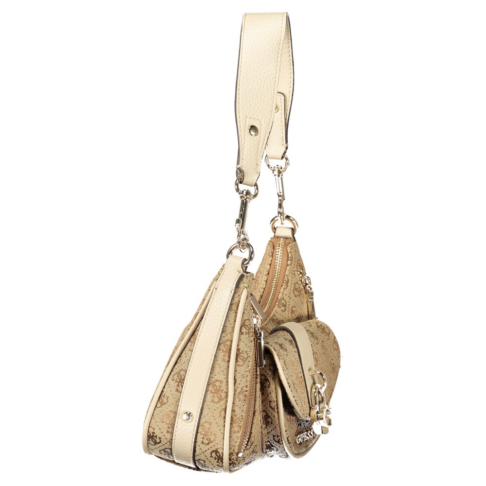 Sac bandoulière en polyuréthane beige Guess