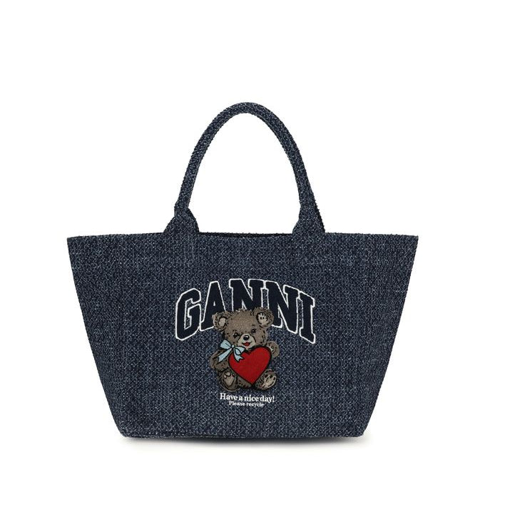 Sac cabas en coton bleu Ganni