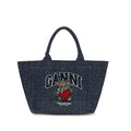 Sac cabas en coton bleu Ganni