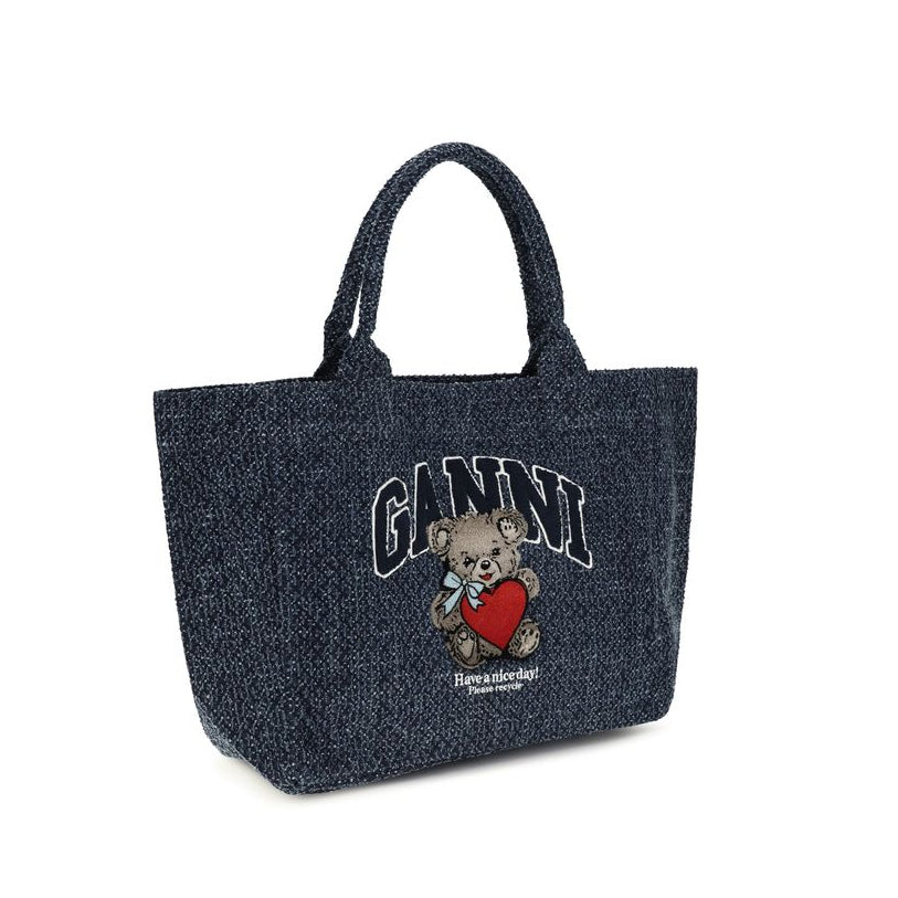 Sac cabas en coton bleu Ganni