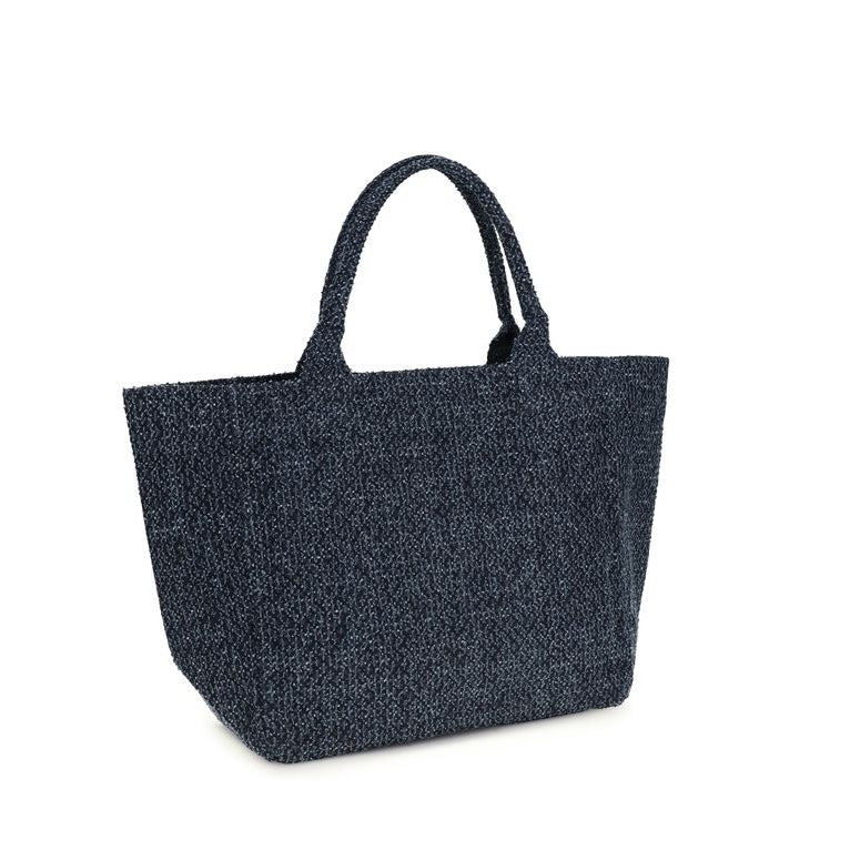 Sac cabas en coton bleu Ganni