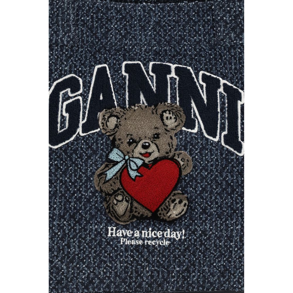 Sac cabas en coton bleu Ganni
