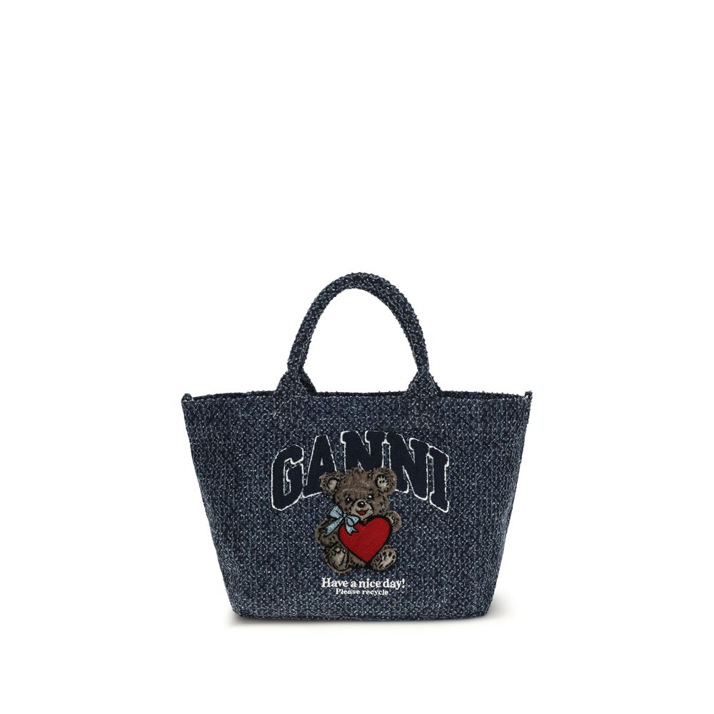 Sac cabas en coton bleu Ganni