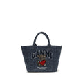 Sac cabas en coton bleu Ganni