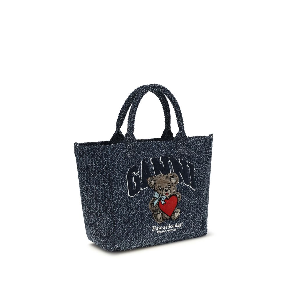 Sac cabas en coton bleu Ganni