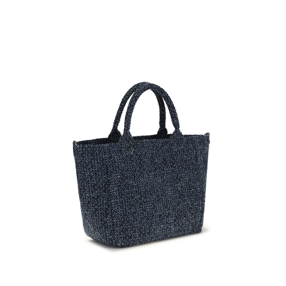 Sac cabas en coton bleu Ganni