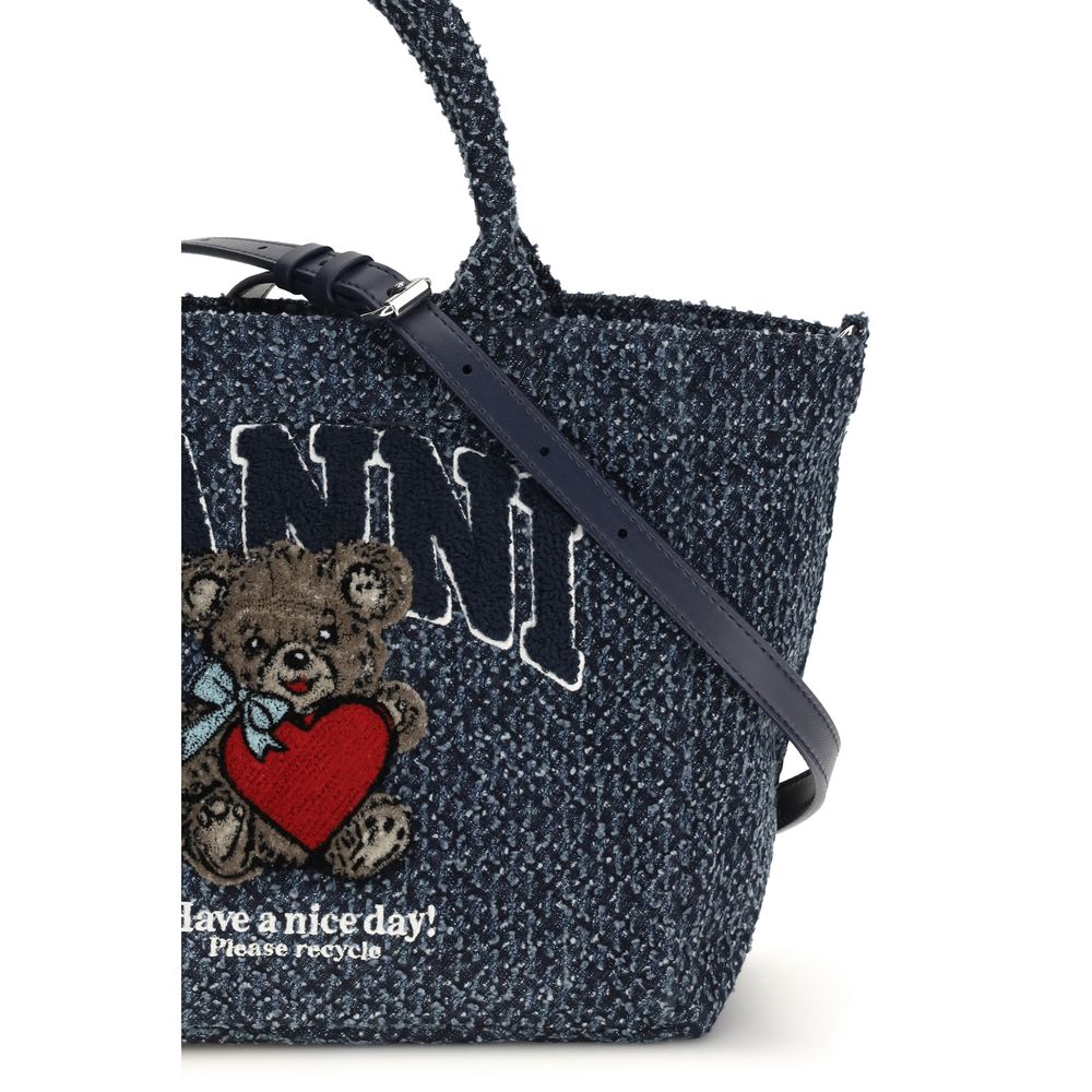 Sac cabas en coton bleu Ganni