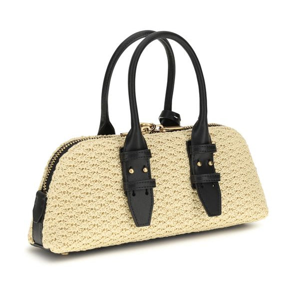 Sac bandoulière en raphia beige Pinko