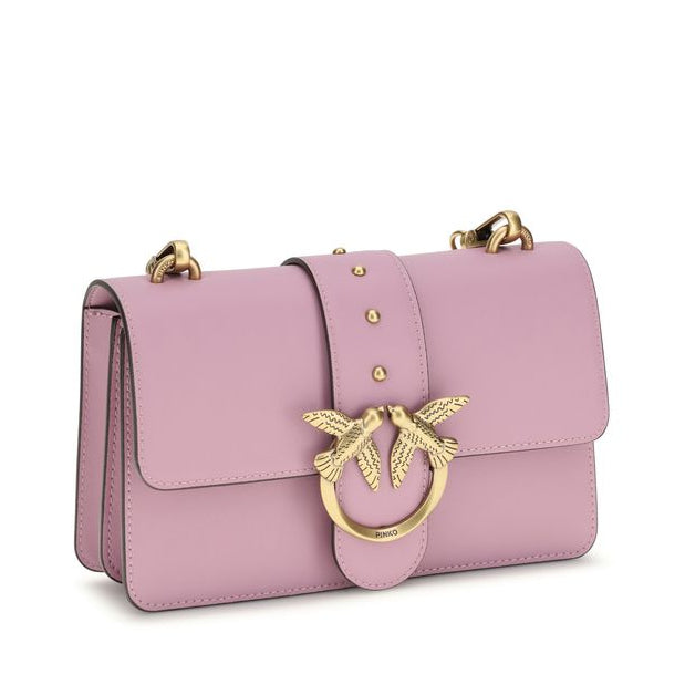 Sac bandoulière Bos Taurus en cuir de veau rose Pinko