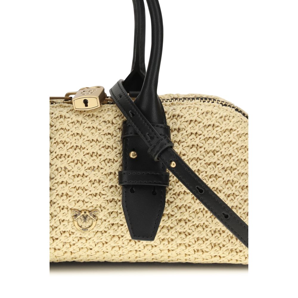Sac bandoulière en raphia beige Pinko
