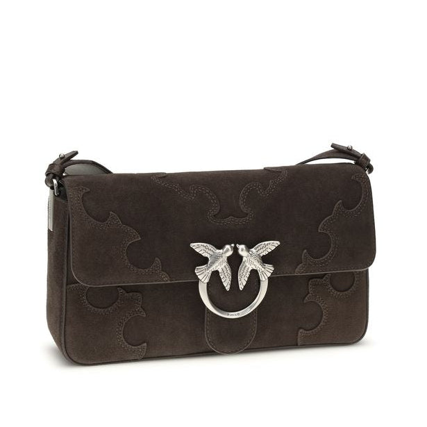 Sac bandoulière Bos Taurus en cuir de veau marron Pinko