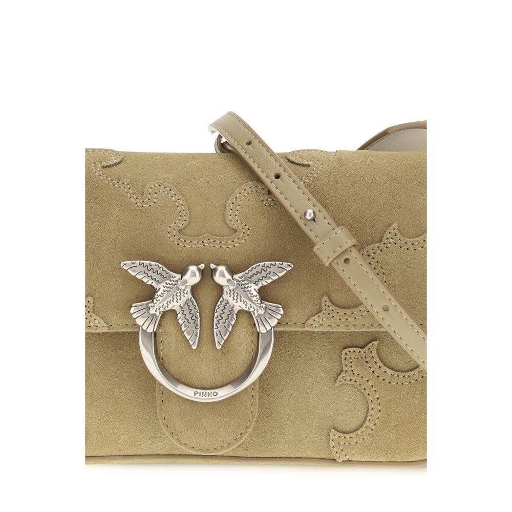 Sac bandoulière Bos Taurus en cuir de veau beige Pinko