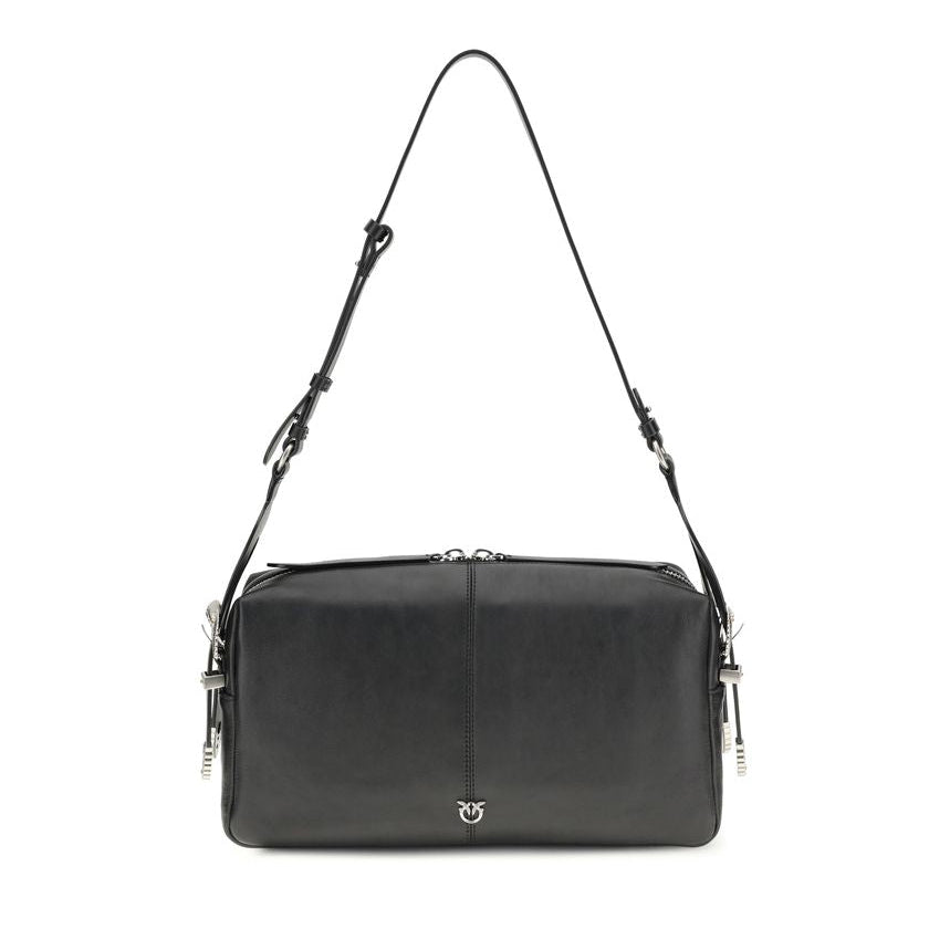 Sac bandoulière Bos Taurus en cuir de veau noir Pinko