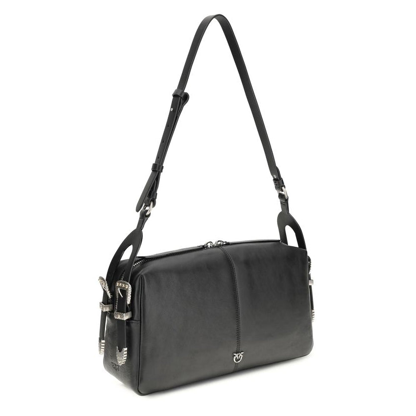 Sac bandoulière Bos Taurus en cuir de veau noir Pinko