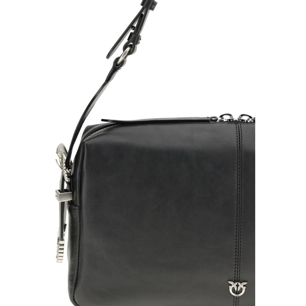 Sac bandoulière Bos Taurus en cuir de veau noir Pinko