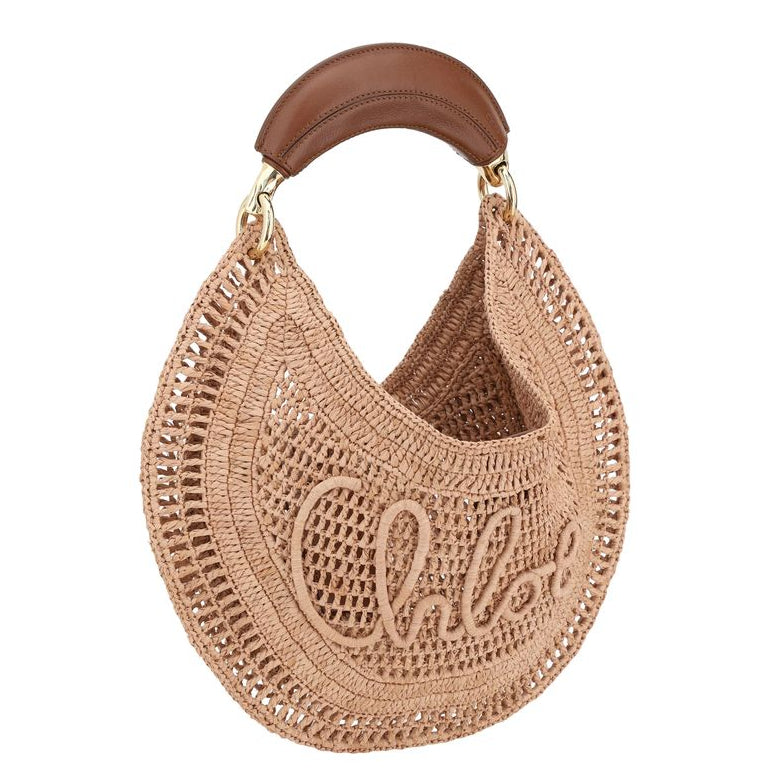 Sac bandoulière en raphia beige Chloé