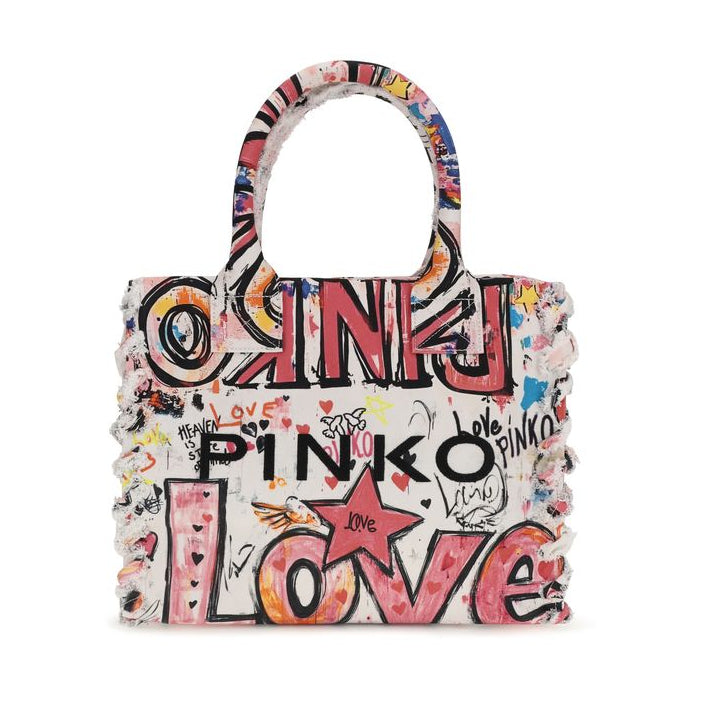 Bolso tote de algodón multicolor Pinko