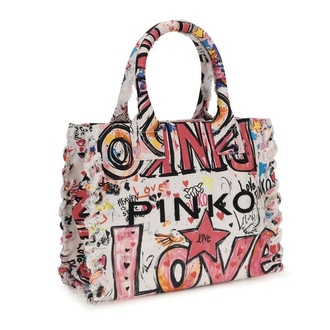 Bolso tote de algodón multicolor Pinko