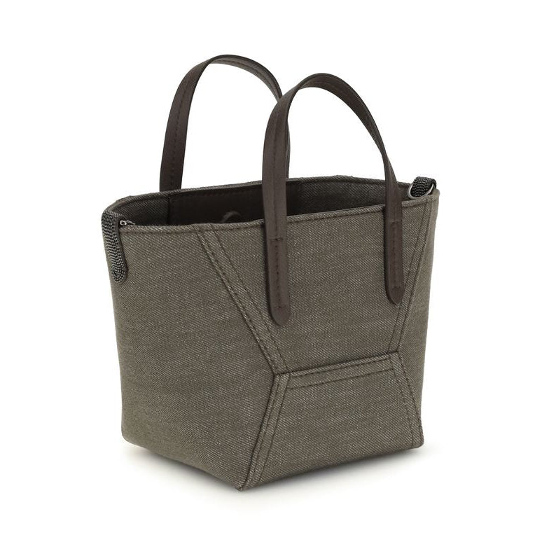 Bolso de mano de tela bicolor Brunello Cucinelli