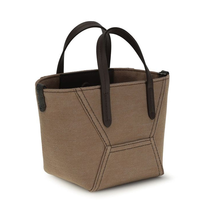 Sac à main cabas en tissu beige Brunello Cucinelli