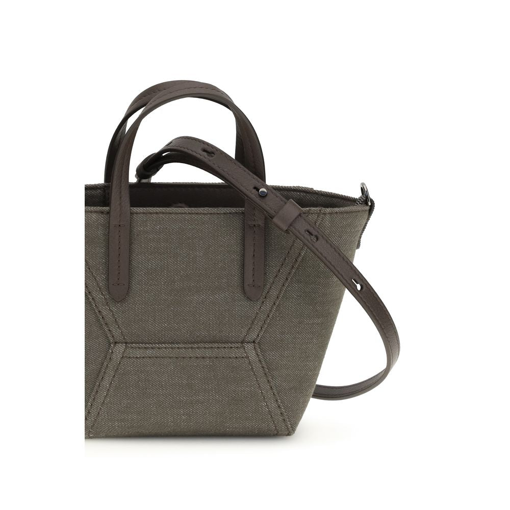 Sac à main en tissu bicolore Brunello Cucinelli
