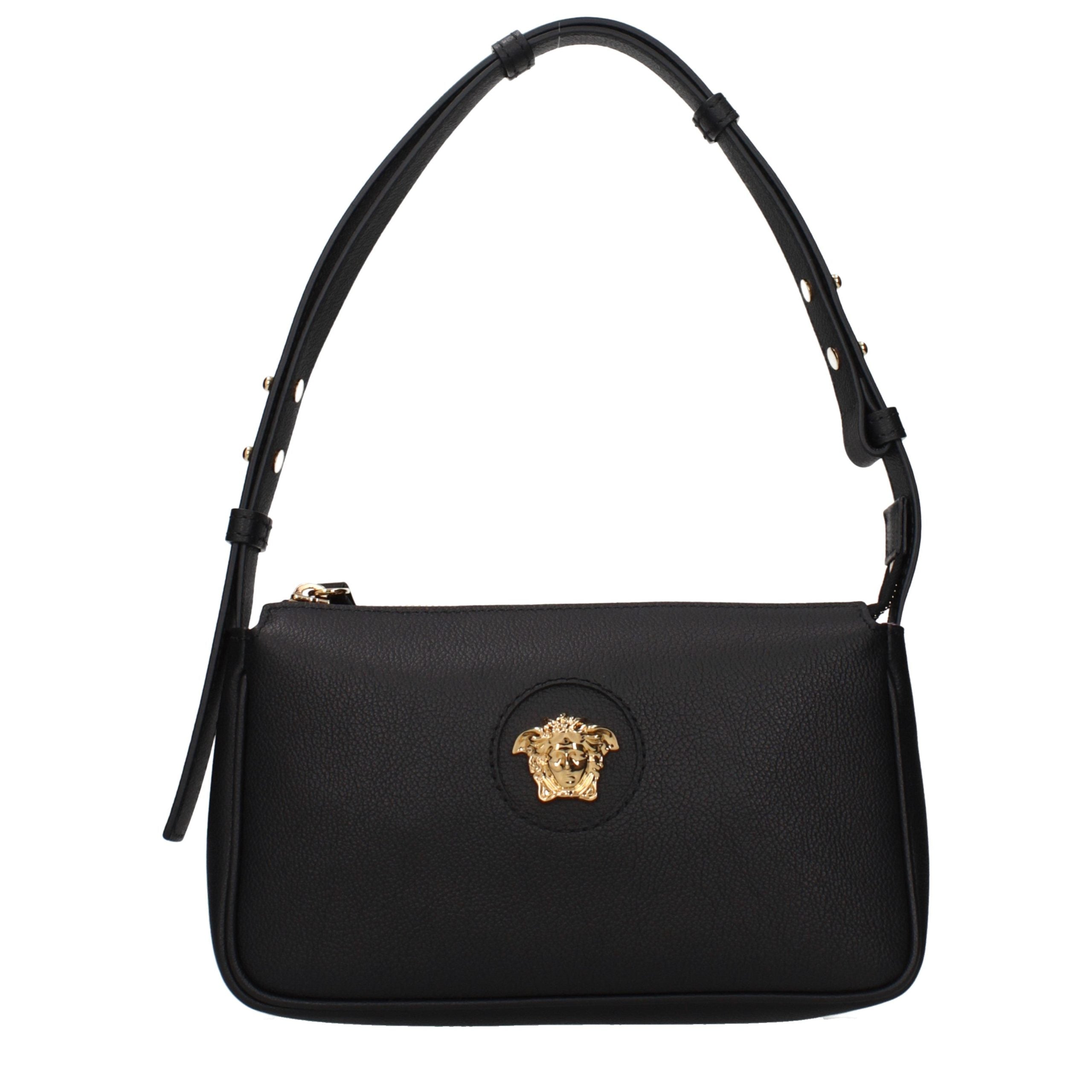 Sac bandoulière en cuir noir Versace