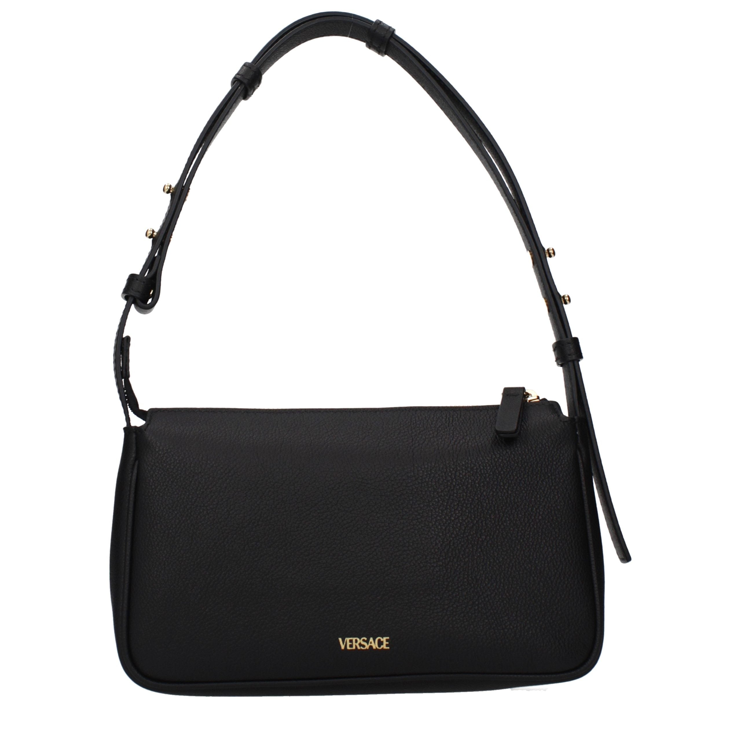 Sac bandoulière en cuir noir Versace