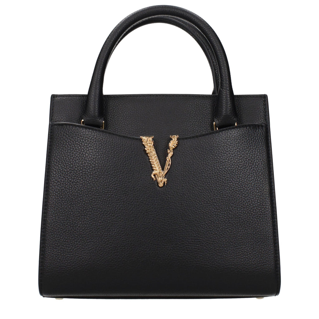 Sac à main en cuir noir Versace