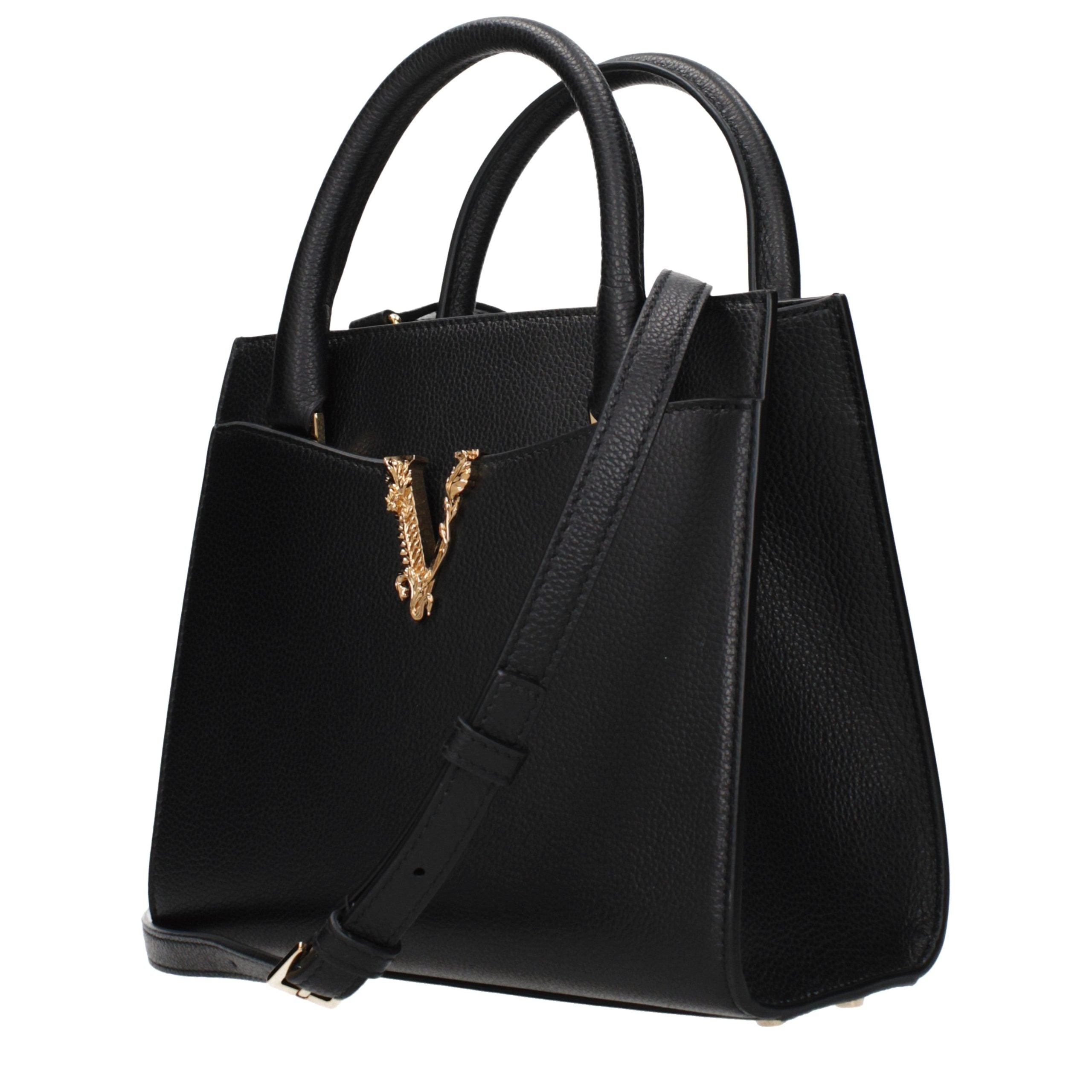 Sac à main en cuir noir Versace