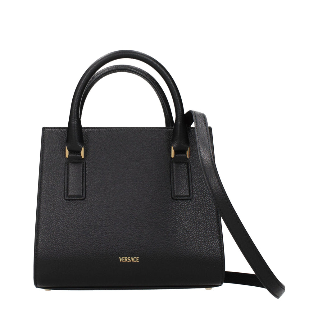 Sac à main en cuir noir Versace